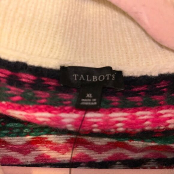 NWT Talbots Zip Cardigan Sweater- Joyful Fair Isle woman's size XL - Picture 10 of 12